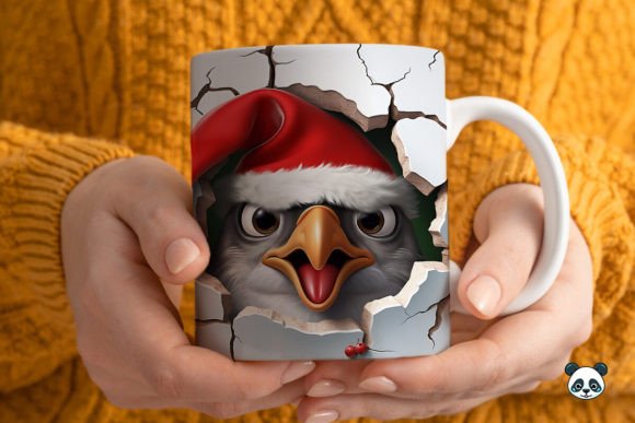 3D Christmas Quail Mug Wrap 1: A Unique Design for Sublimation Printing