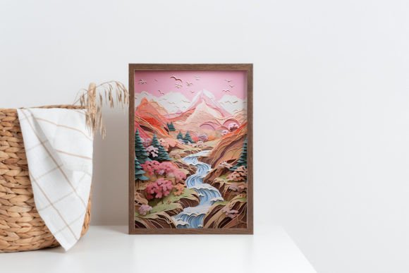 3D Pastel Pink Mountain Landscape Poster: A Versatile Digital Design for Creatives and Businesses
