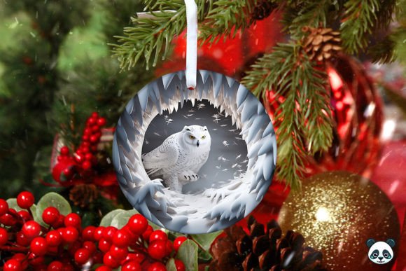 3D Snowy Owl Christmas Ornament 1: A Unique Digital Design for Custom Creations