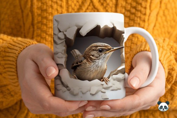3D Winter Wren Mug Wrap: A Cozy Sublimation Design
