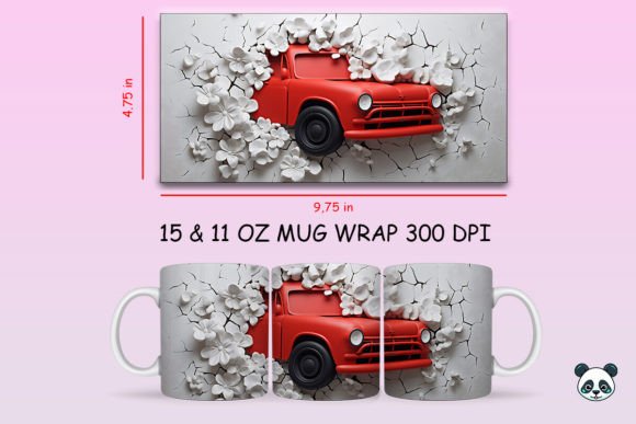 Elevate Your Sublimation Projects with the 3D Red Pick-Up Mug Wrap Design