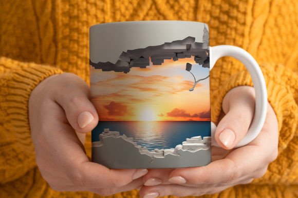 Elevating Sublimation Projects with a 3D Sunrise Over the Ocean Mug Wrap