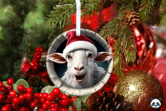 Goat 3D Christmas Ornament: A Unique Digital Design for Sublimation Printing