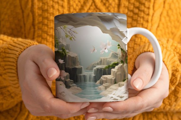 Mastering Sublimation with the 3D Winding River in a Forest Mug Wrap Design