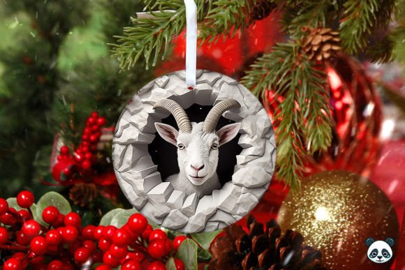 Mountain Goat 3D Christmas Ornament 1