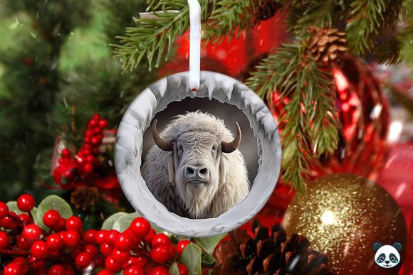 Musk Ox 3D Christmas Ornament 1
