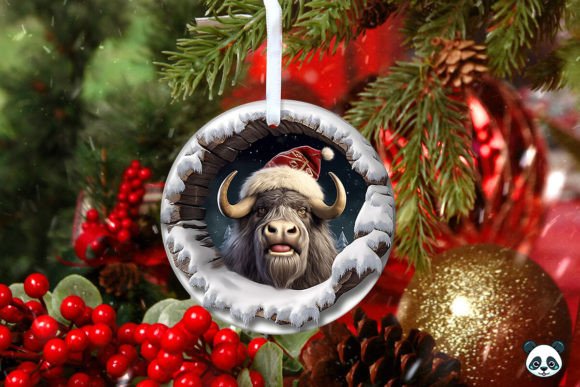 Musk Ox 3D Christmas Ornament 3