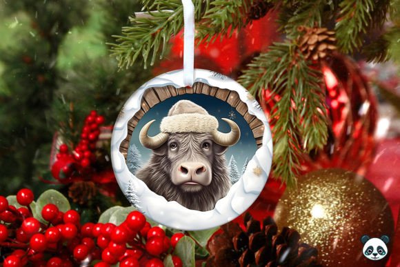 Musk Ox 3D Christmas Ornament 4