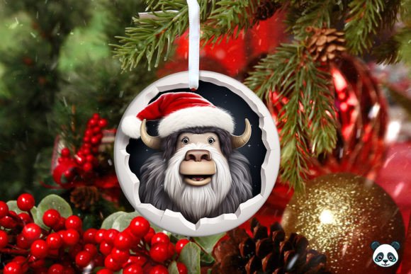 Musk Ox 3D Christmas Ornament 5: A Unique Digital Design for Sublimation Printing
