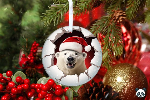 Polar Bear 3D Christmas Ornament 1: A Unique Digital Design for Custom Creations