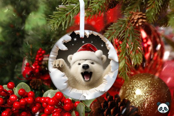 Polar Bear 3D Christmas Ornament 4: A Digital Design for Modern Creativity
