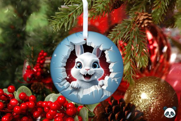Snowshoe Hare 3D Christmas Ornament 4: A Creative Digital Design for Sublimation Projects