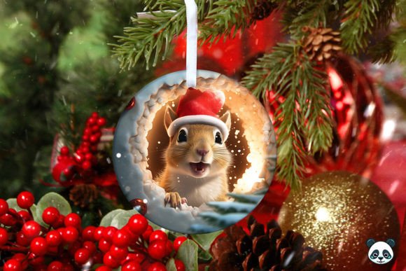 Squirrel 3D Christmas Ornament 1